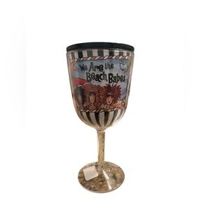 Suzy Toronto Beach Babes Plastic Wine Glass with Straw NWT